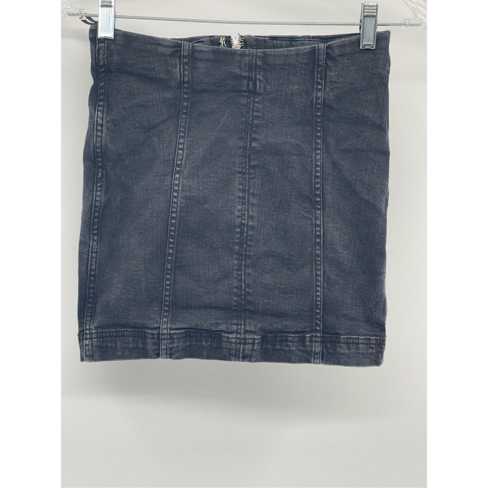 Free People Denim Skirt Women Size 2 Black Mini